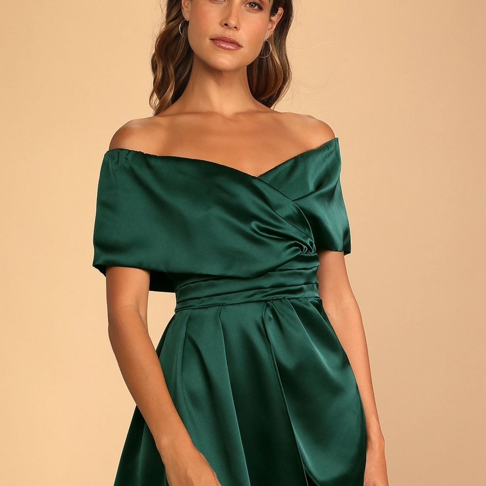 Lulu's Strapless Emerald Green Dress